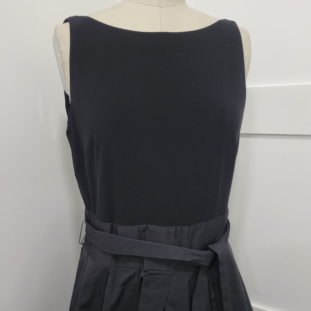 LRL RALPH LAUREN Black Sleeveless Dress Tafetta Full Skirt, Bow, Pockets Size 12 - Picture 4 of 11